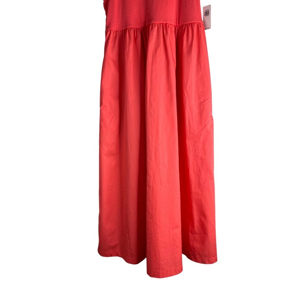 Old Navy Fit & Flare Coral Ribbed Tank Midi Dress Womens Sleeveless Large - Picture 8 of 14